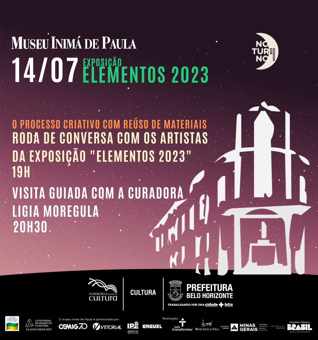 14/07 (sexta-feira) acontece o Noturno de Museus aqui no Museu Inimá de Paula