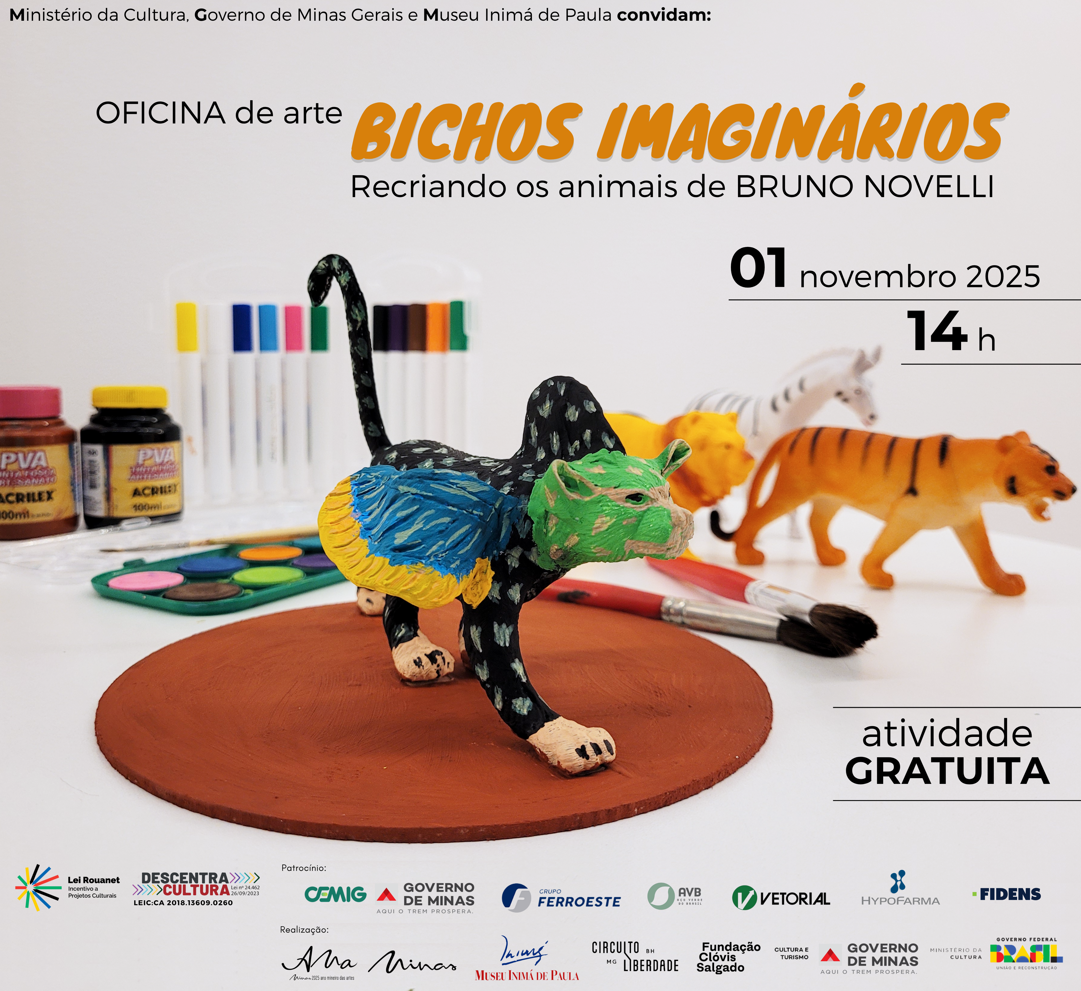 Oficina “Bichos Imaginários” 01 de novembro 14h GRATUITA