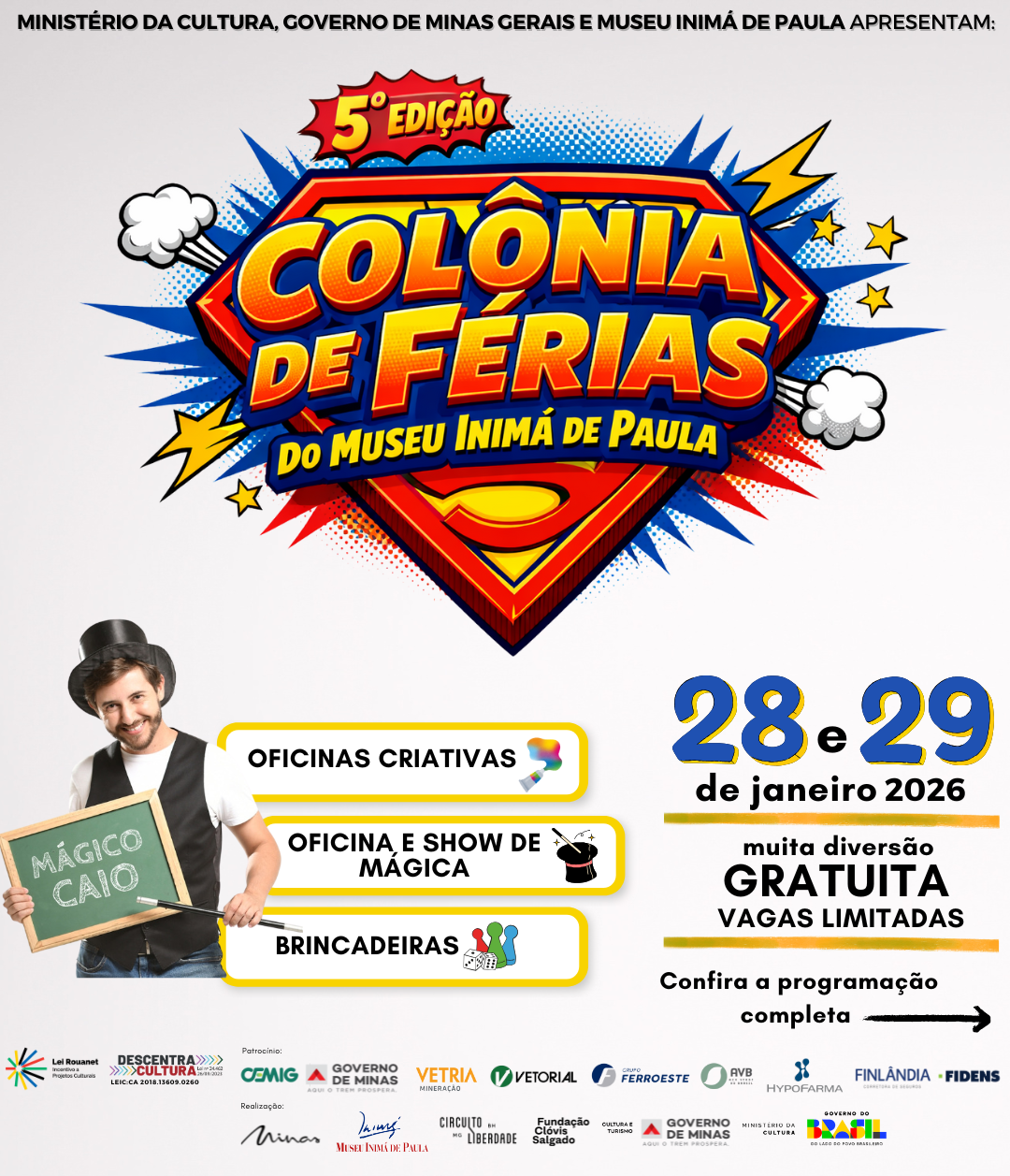 5ª edição da Colônia de Férias para crianças no Museu Inimá