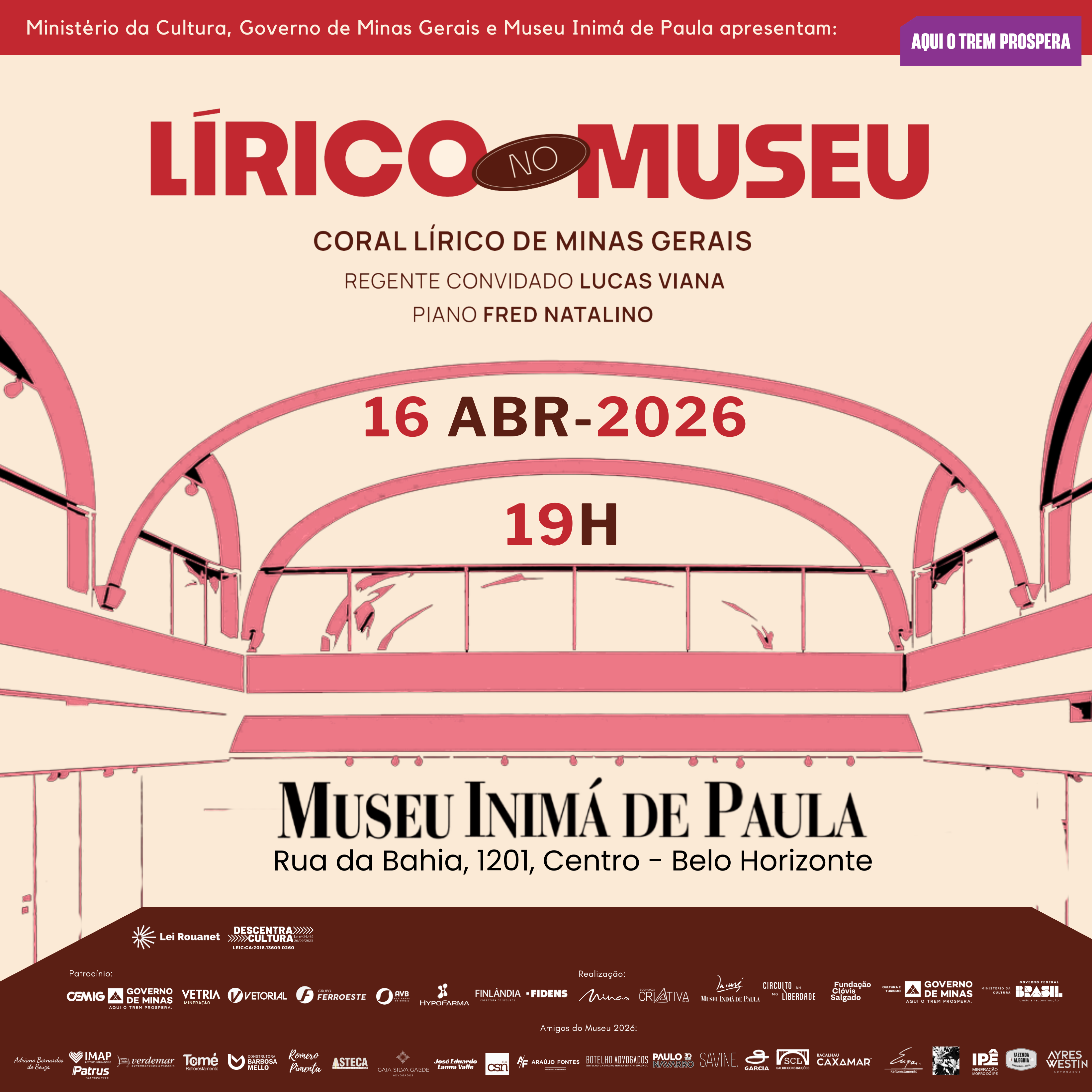 Coral Lírico no Museu Inimá 16 de abril às 19h.