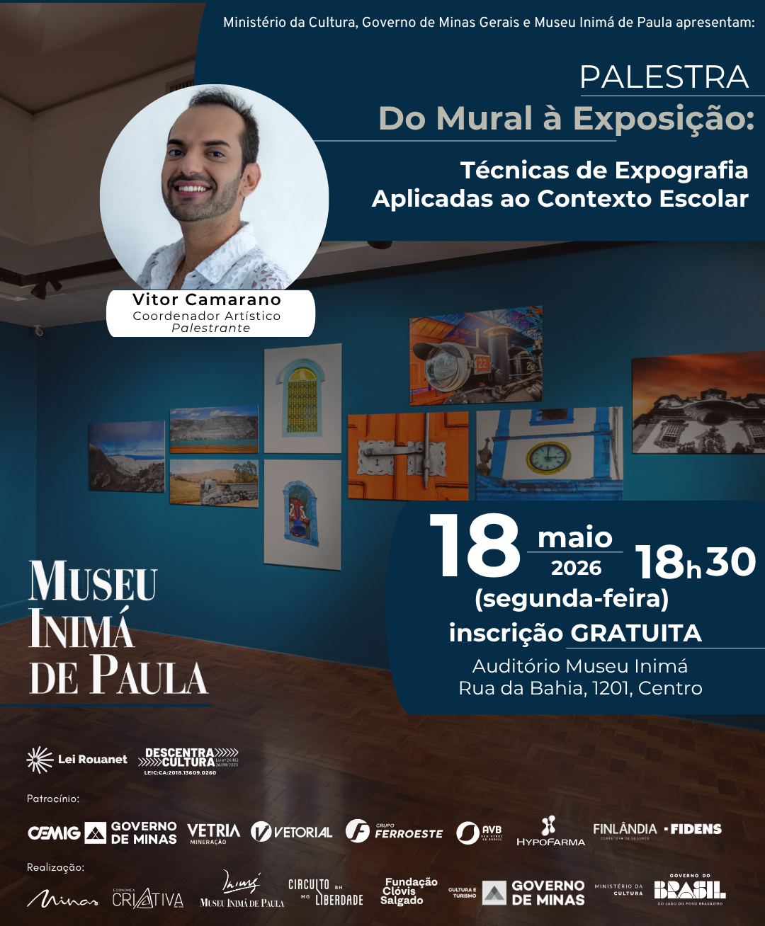 Palestra – DO MURAL À EXPOSIÇÃO 🎨 18 de maio 18h30